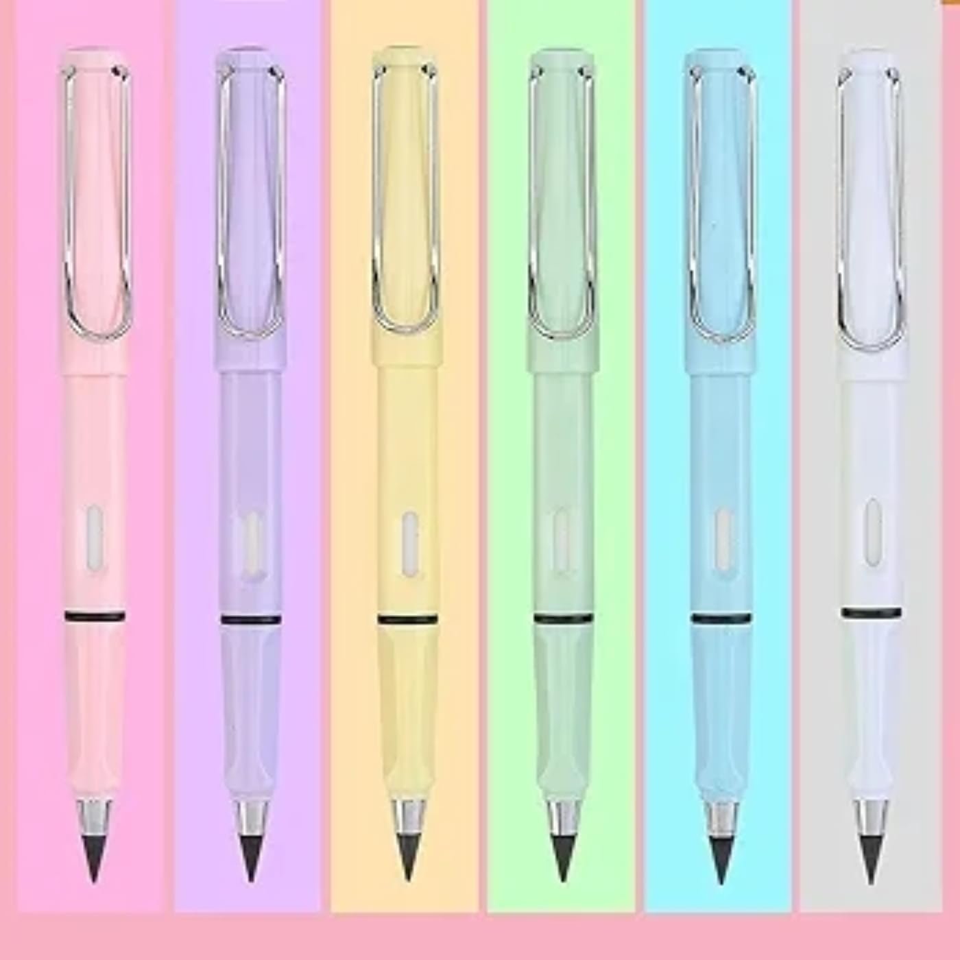 Eternal Pencils, Inkless Everlasting Pencil Inf MBi 1nity Pencils with Eraser Reusable Infinite Pencil Tips for Kids Writing Drawing Sketching (Colorful) Pack of 2 - Image 2